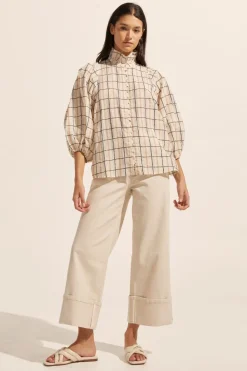 zoe kratzmann Grant Top-Ivory Check|Women Tops