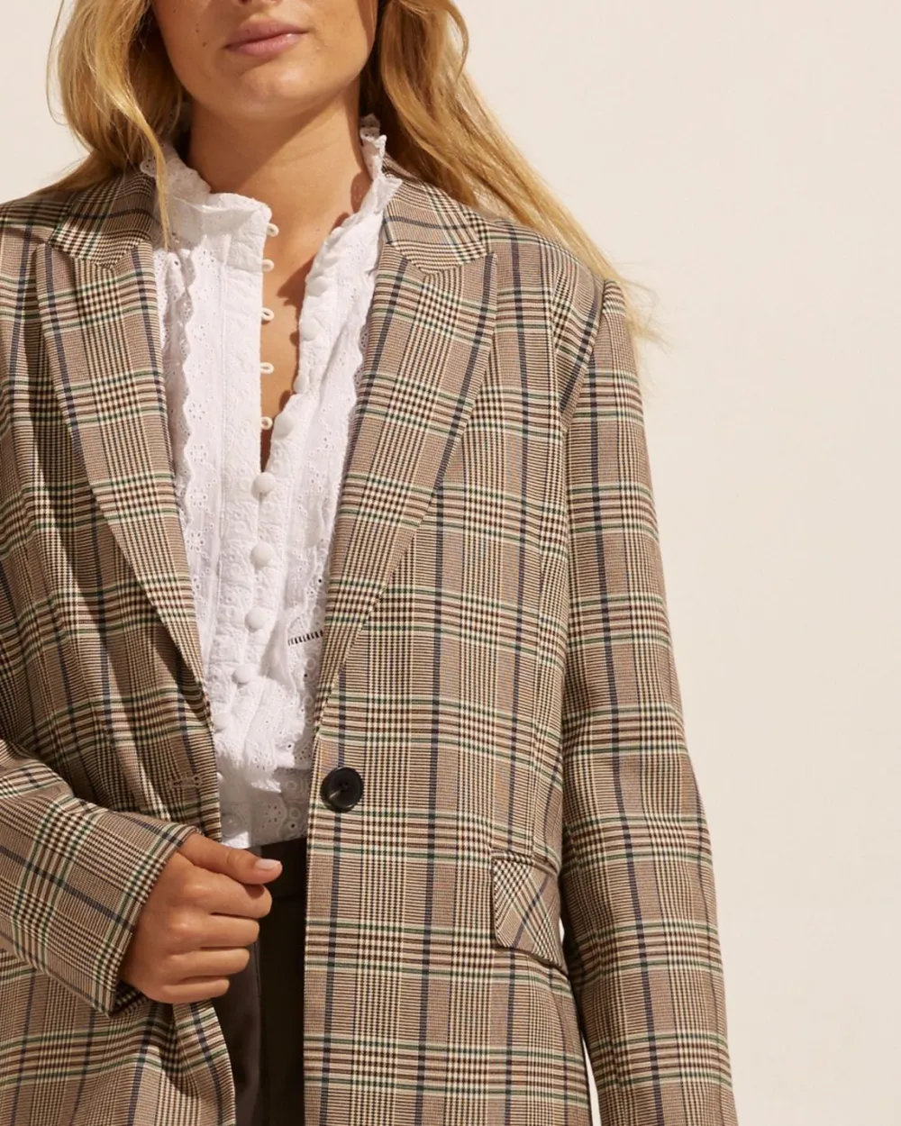 zoe kratzmann Index Jacket-Navy/Chocolate Check|Women Jackets