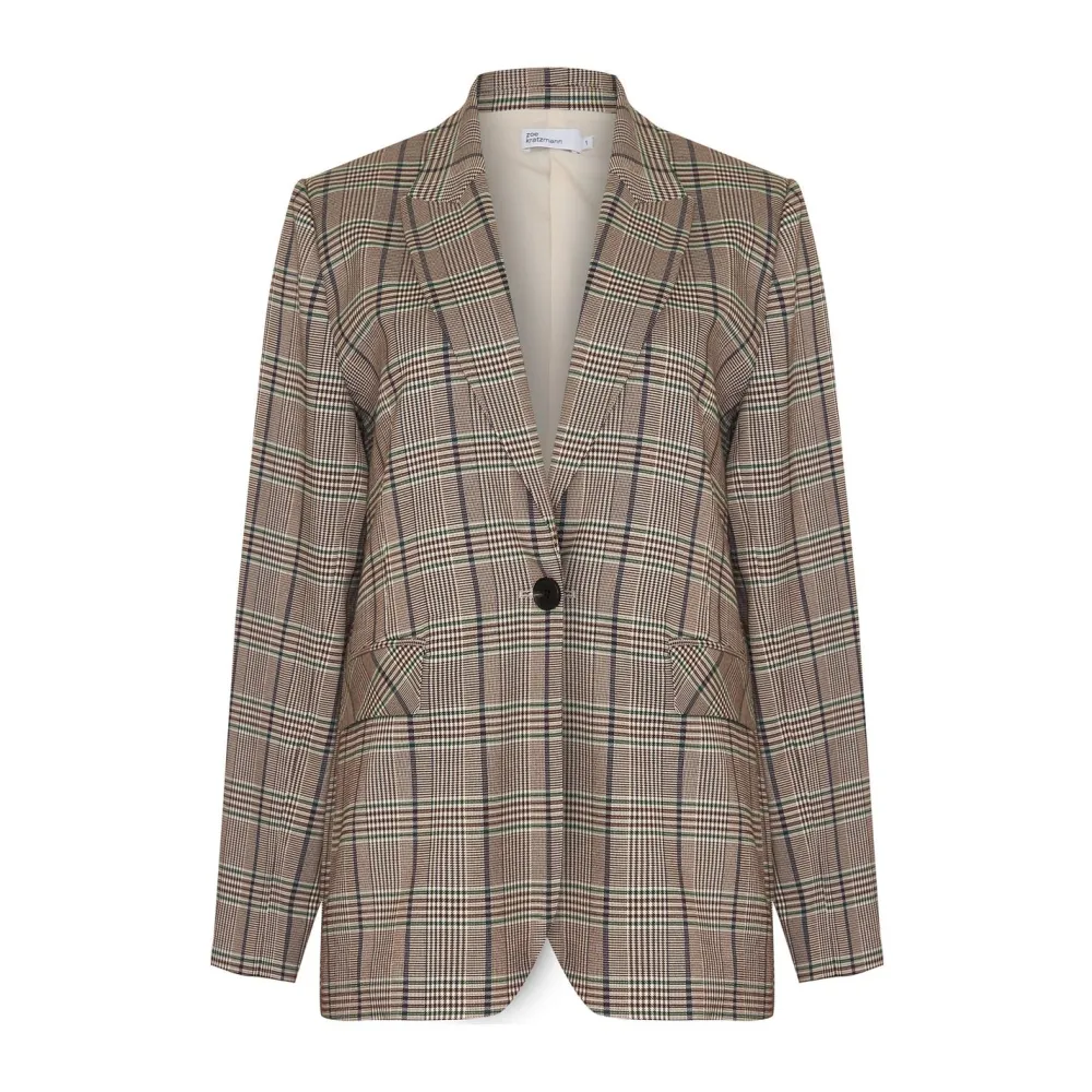 zoe kratzmann Index Jacket-Navy/Chocolate Check|Women Jackets
