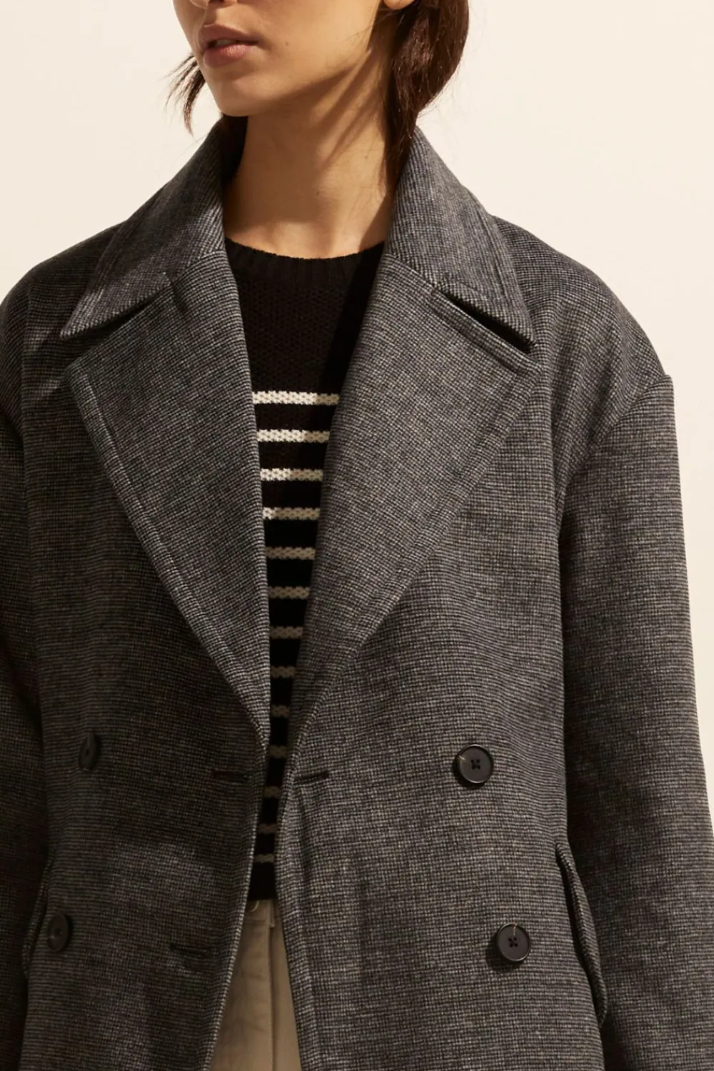 zoe kratzmann Pillar Coat-Black Mini Check|Women Coats