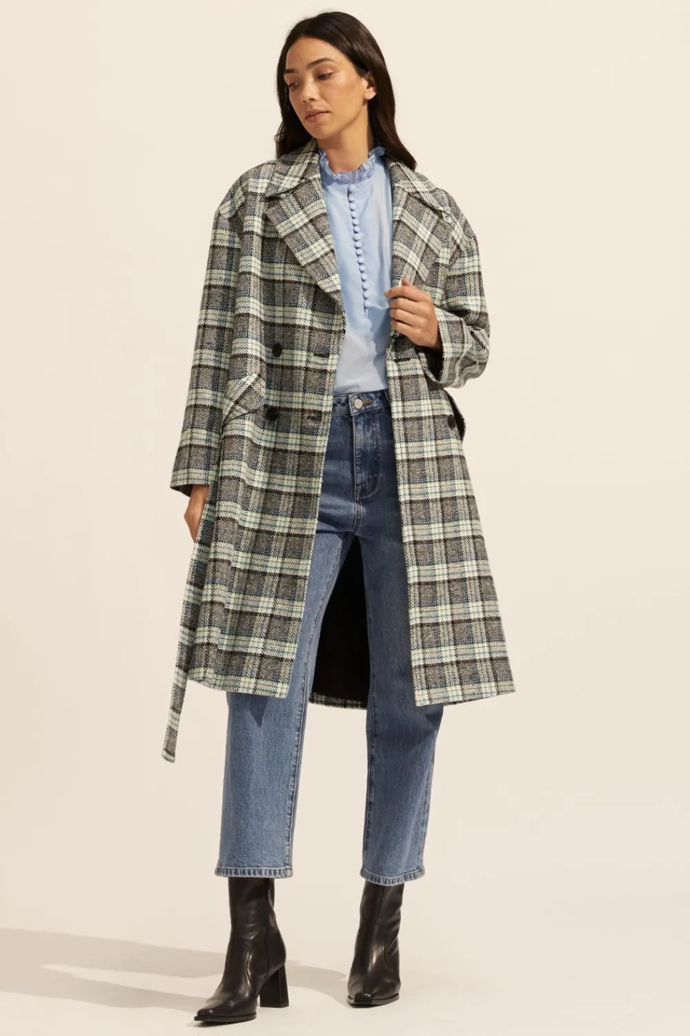zoe kratzmann Pillar Coat-Green Check|Women Coats