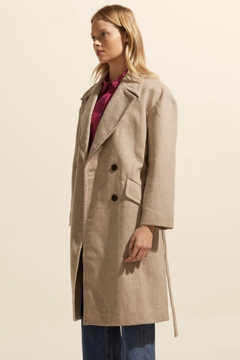zoe kratzmann Pillar Coat-Stone Mini Check|Women Coats