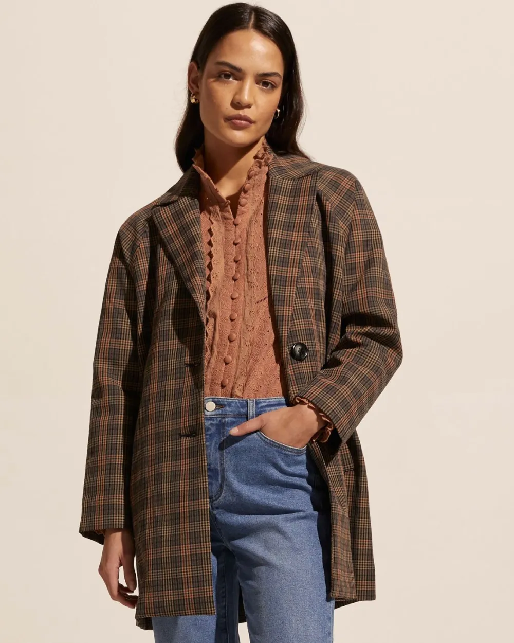 zoe kratzmann Transit Coat-Toasted Check|Women Coats